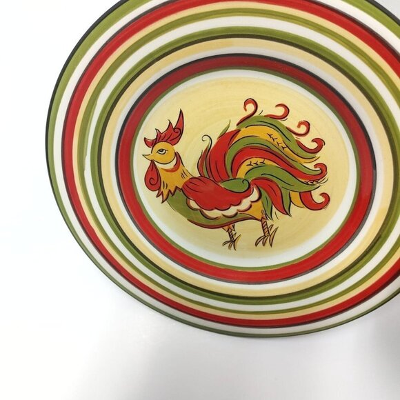 Salad Plates Red Green Yellow Trim Tabletops Gallery Rafael Rooster 8.5" - Picture 3 of 7
